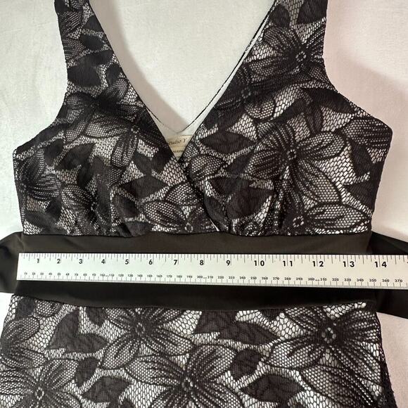 Y2K Studio Y Brown & cream Lace overlay Dress w/tule ruffle bottom Party Formal - Picture 10 of 15